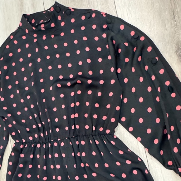 Zara basic polka dot silky button sleeve flounce/ ruffle dress ❤️ - Picture 5 of 9